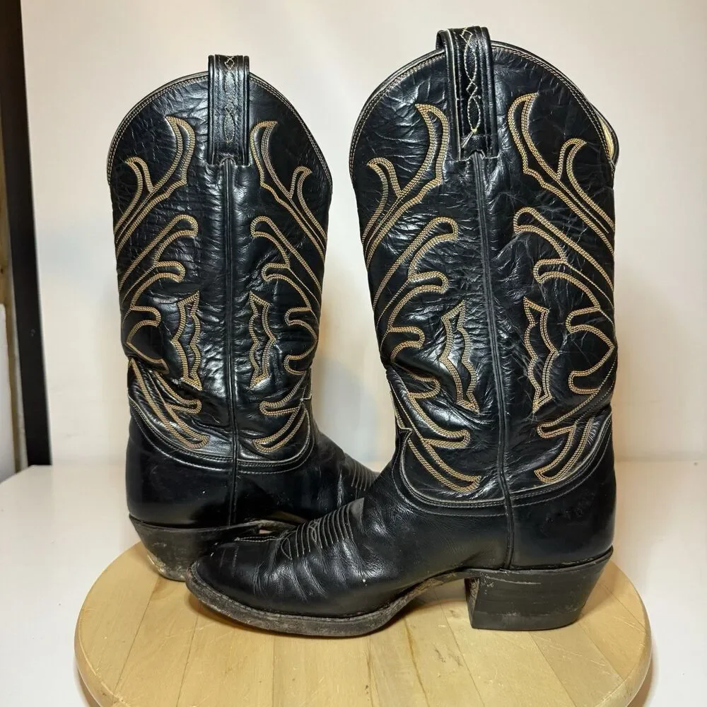 Vintage Pablo Escobar Tony Lama Men's Gold Label Cowboy Boots Size 7.5 D #8309